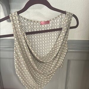 Chic Drape Front Crop Top - Black and Cream
